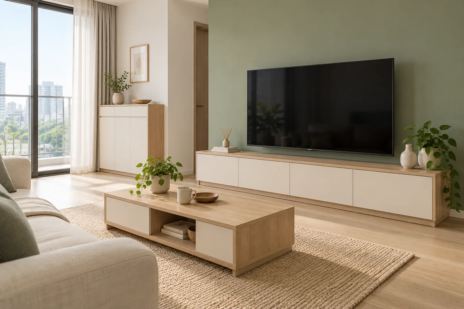 Gợi ý phối đồ gỗ công nghiệp cho phòng khách nhỏ